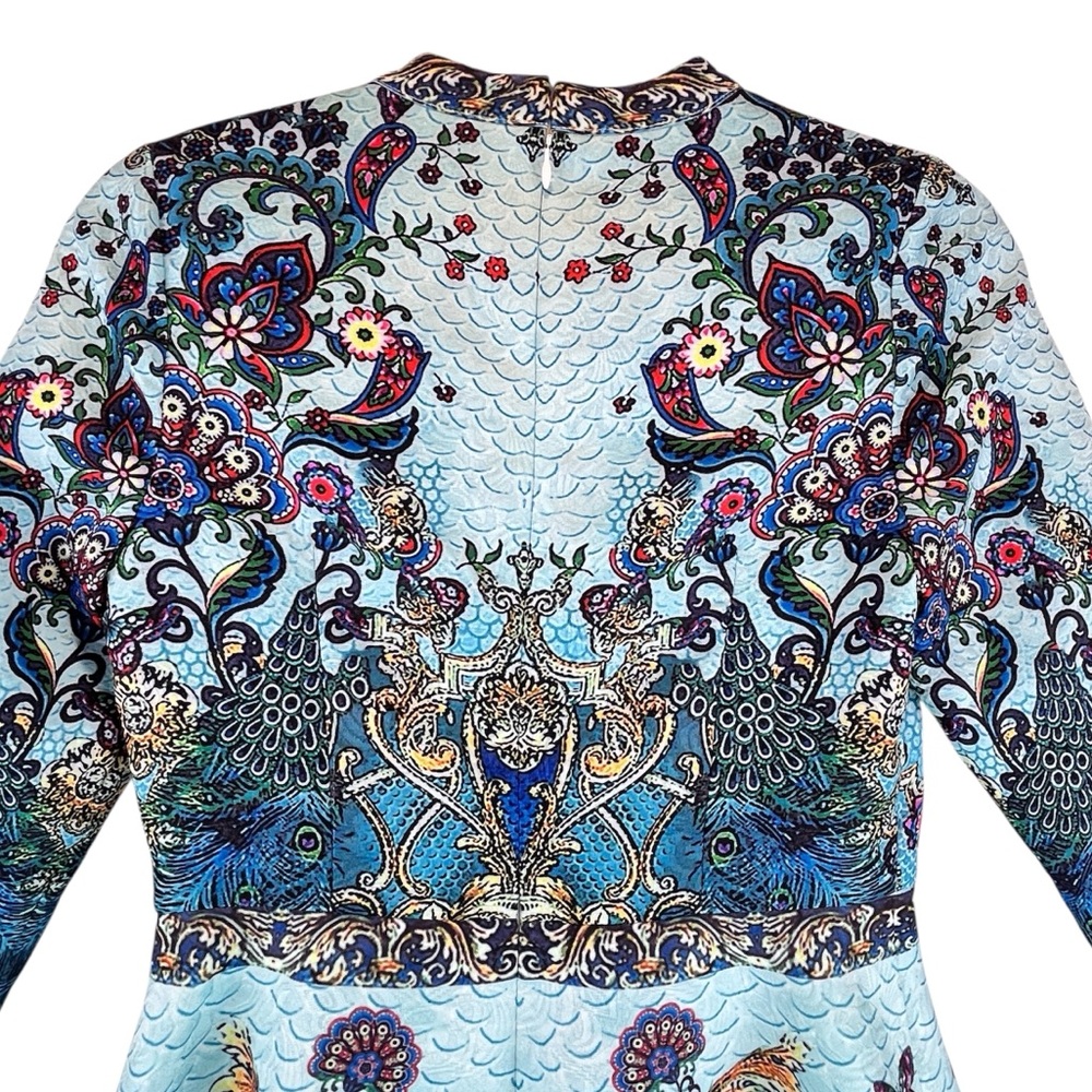 Comino Couture London Peacock Skater Dress Blue Baroque Print Party Event XS / S - Picture 7 of 10